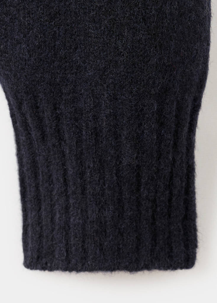 Knitted wool blend sweater — Navy