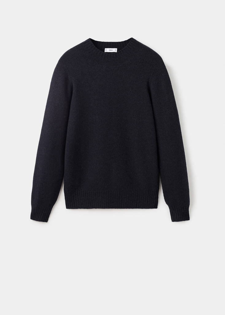 Knitted wool blend sweater — Navy