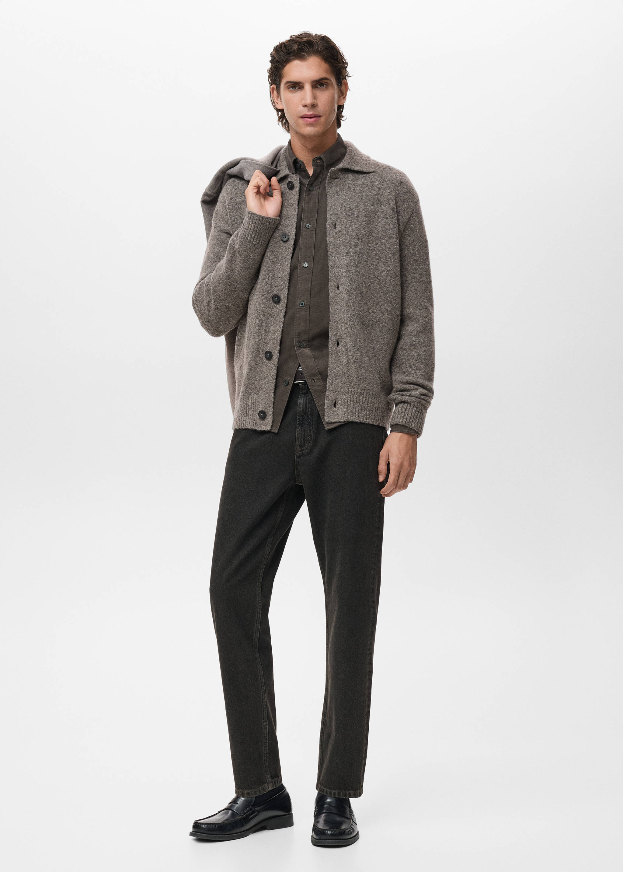 Stickad cardigan ullblandning - Allmän bild