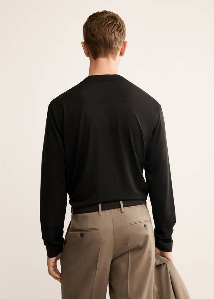 Slim-fit wool-blend t-shirt — Brown
