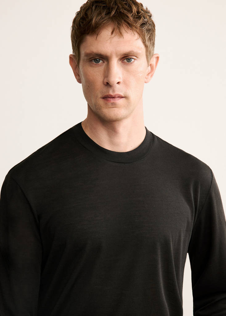 Slim-fit wool-blend t-shirt — Brown