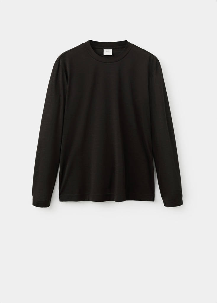 Slim-fit wool-blend t-shirt — Brown