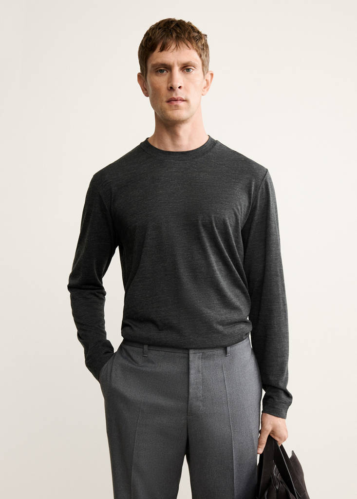 Slim-fit wool-blend t-shirt — Dark Heather Grey