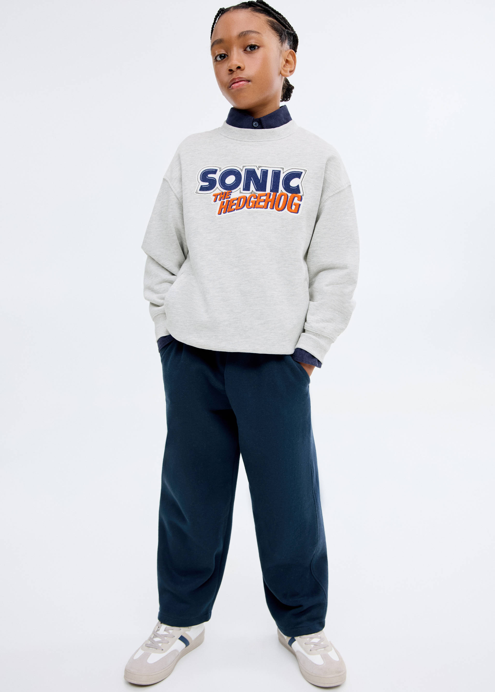 Cotton joggers with elastic waist - General plane