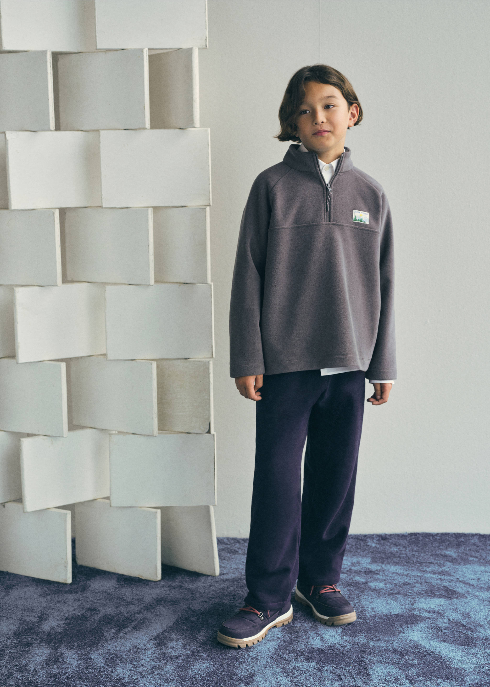 Cotton joggers with elastic waist - Details of the article 3, Navy. Ref: 17077898-00.