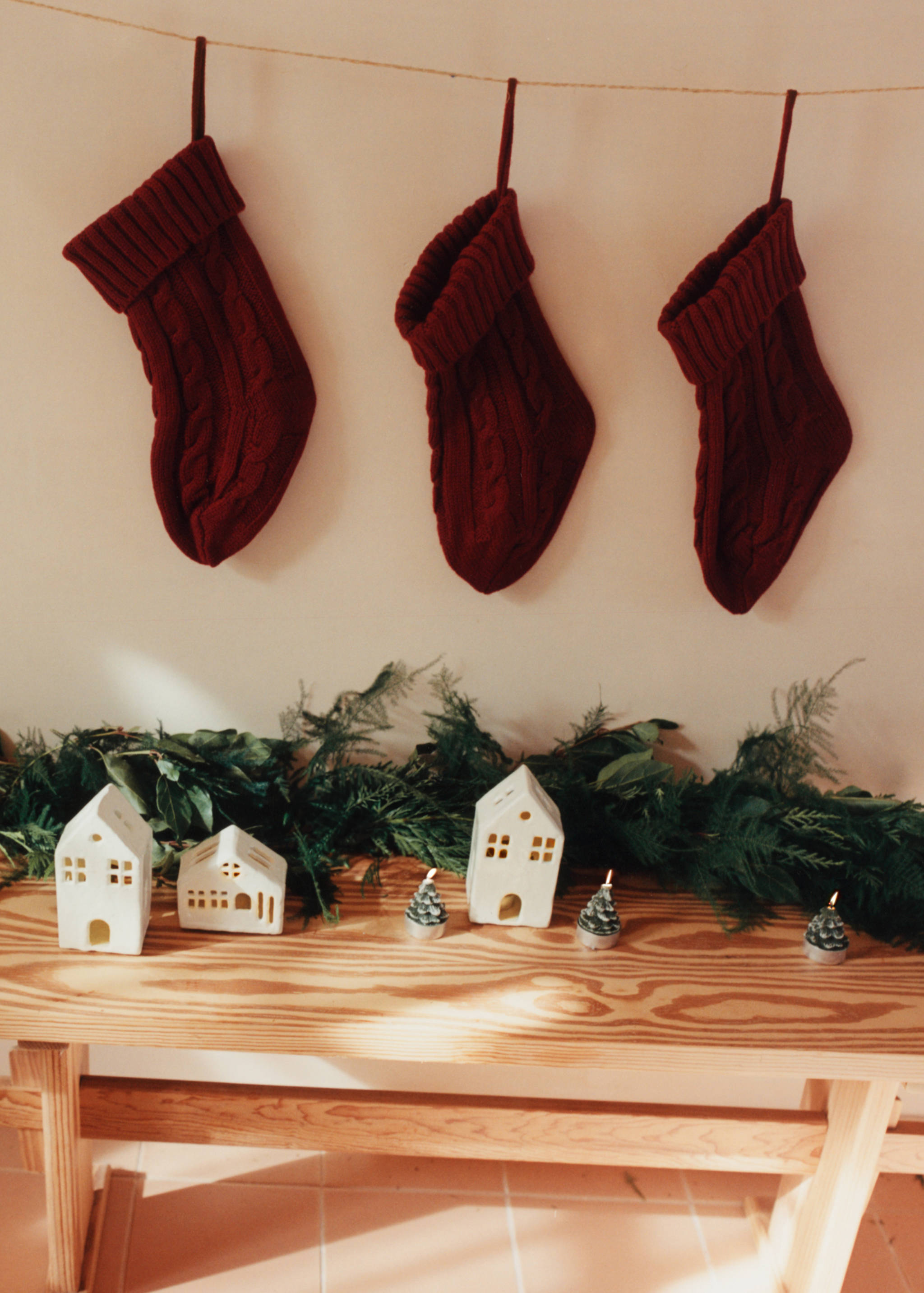 Vánoční pletené ponožky s copánkovým vzorem - Detail zboží 6