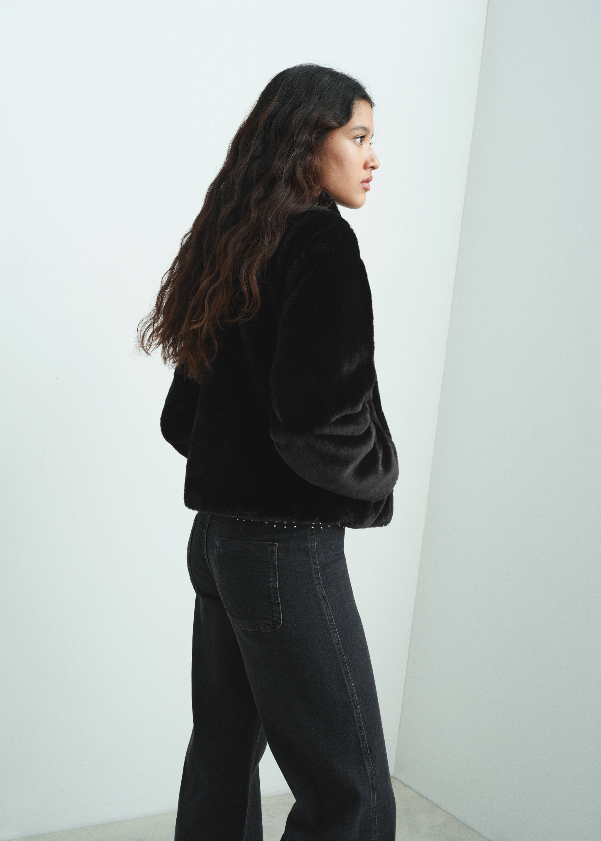 Куртка из искусственного меха - Обратная сторона изделия, Черный. Ref: 17077903-00.