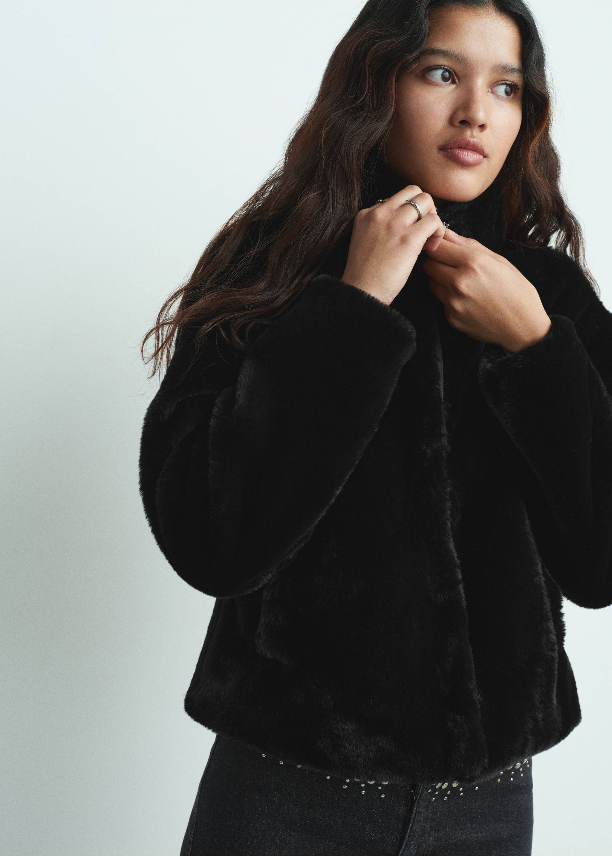 Куртка из искусственного меха - Деталь изделия 1, Черный. Ref: 17077903-00.