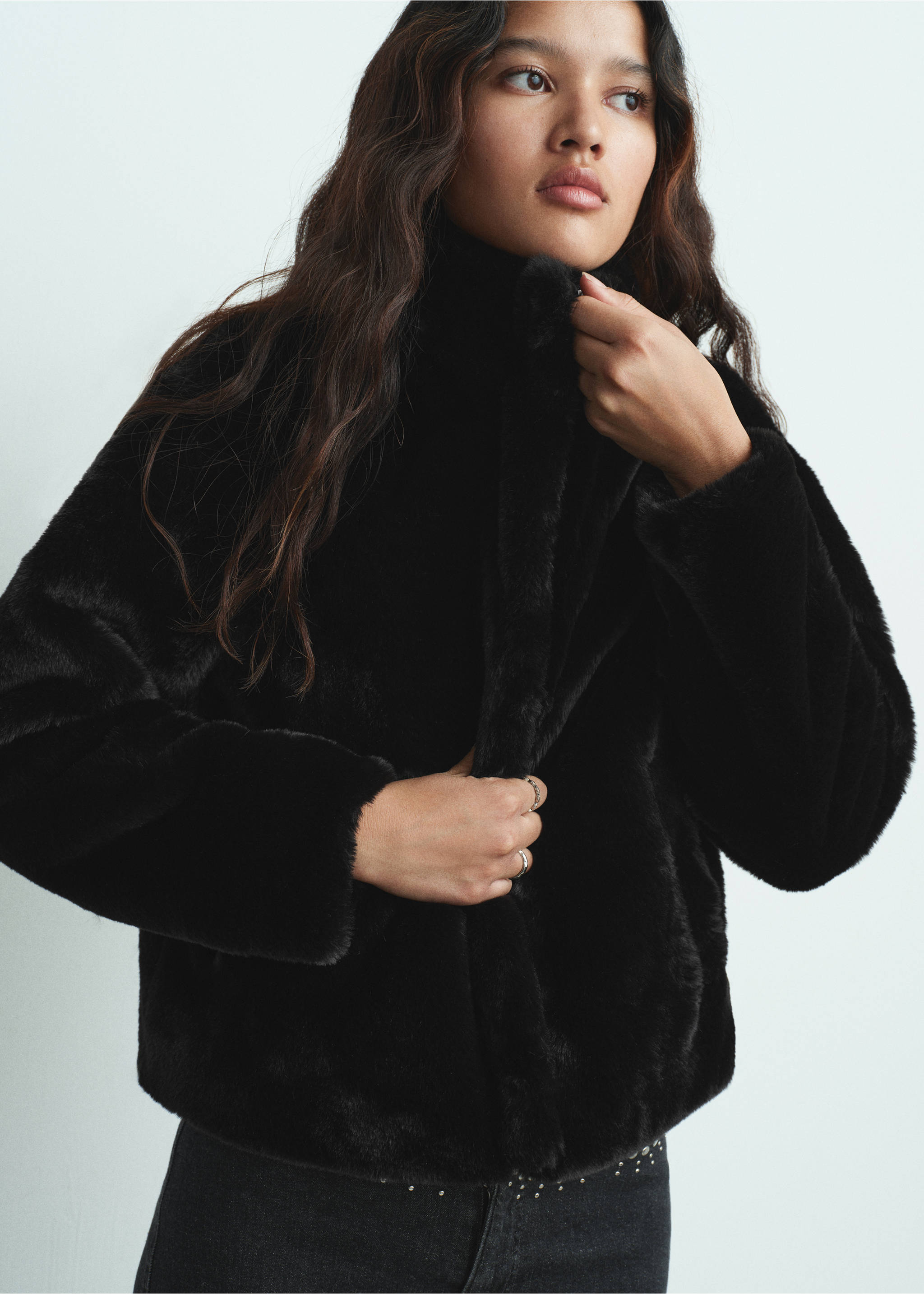 Куртка из искусственного меха - Деталь изделия 2, Черный. Ref: 17077903-00.