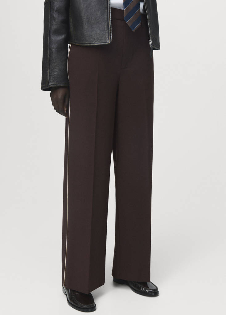 Side striped trousers — Chocolate