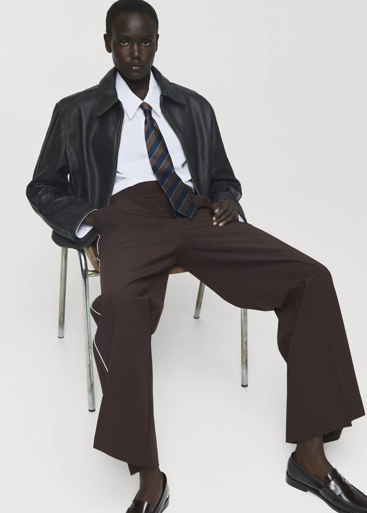 Side striped trousers — Chocolate