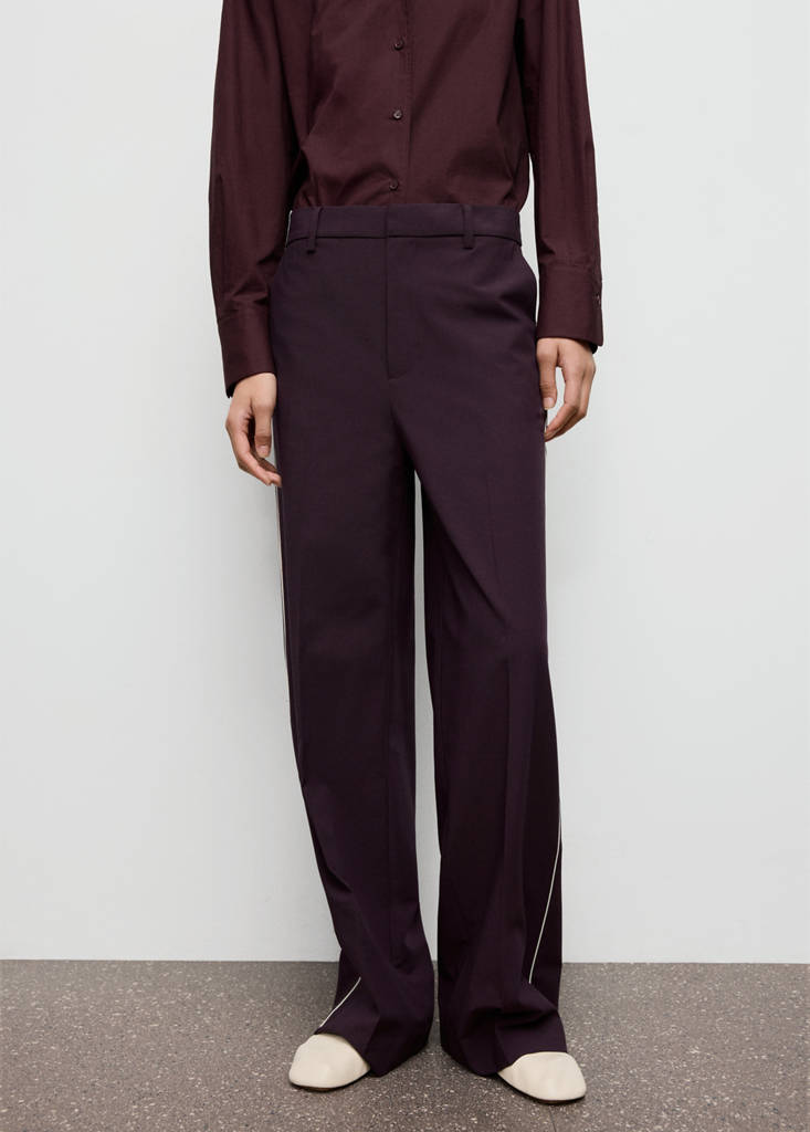 Side striped trousers — Maroon