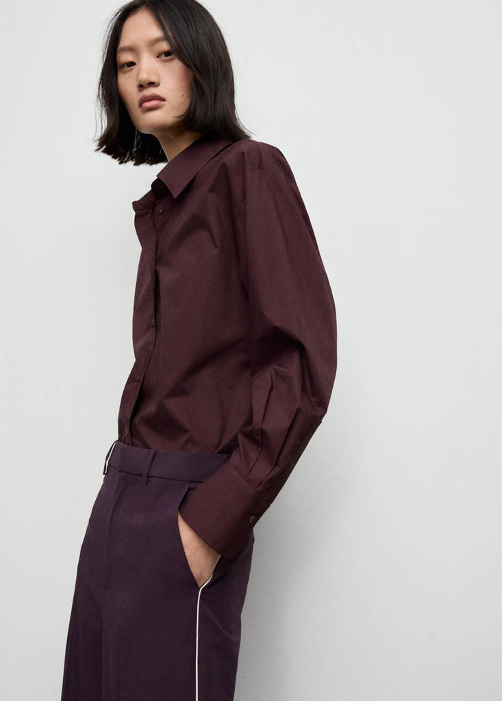 Side striped trousers — Maroon