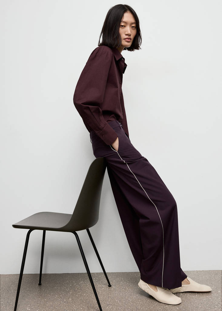 Side striped trousers — Maroon