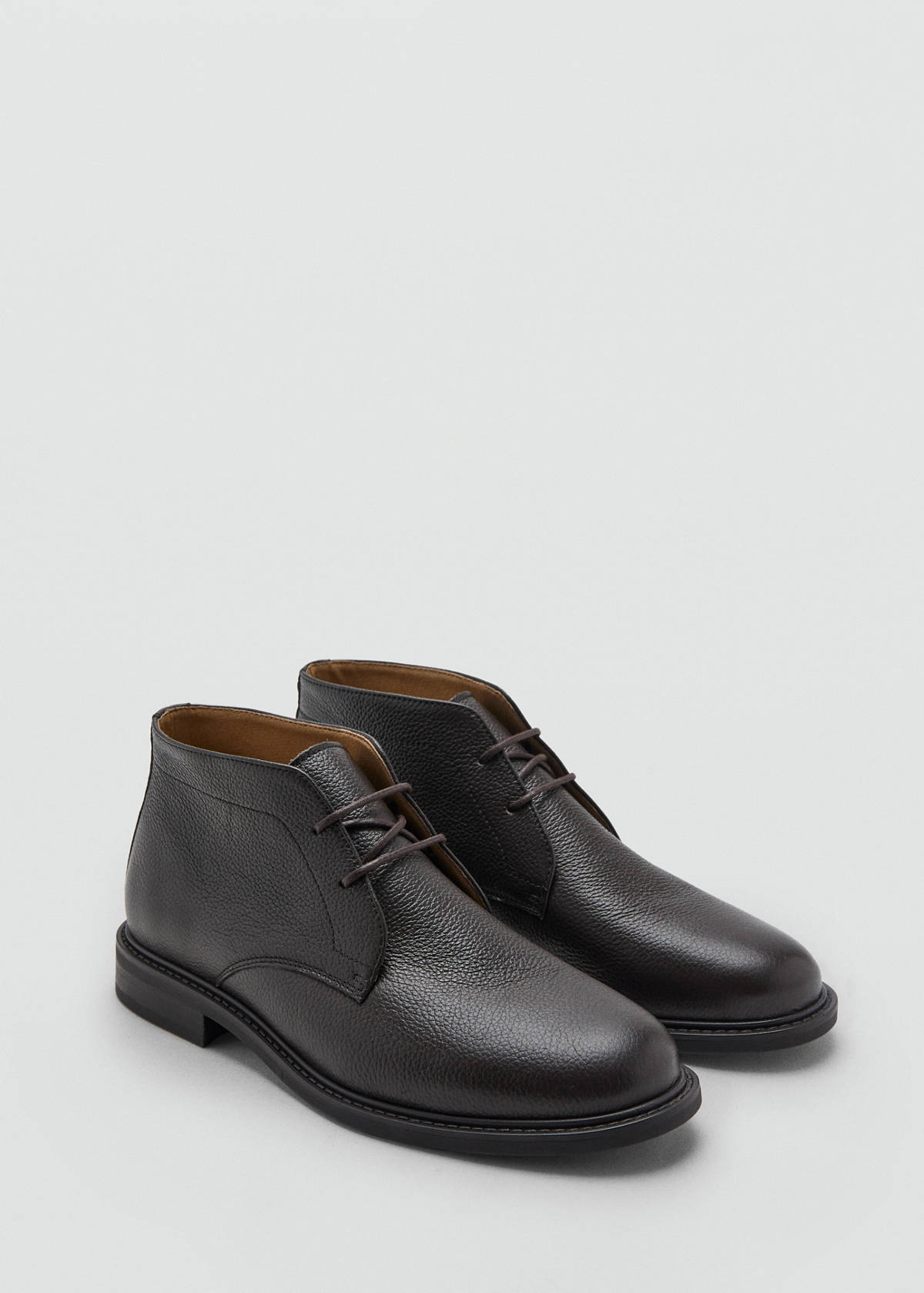 Lace-up leather ankle boots — Chocolate