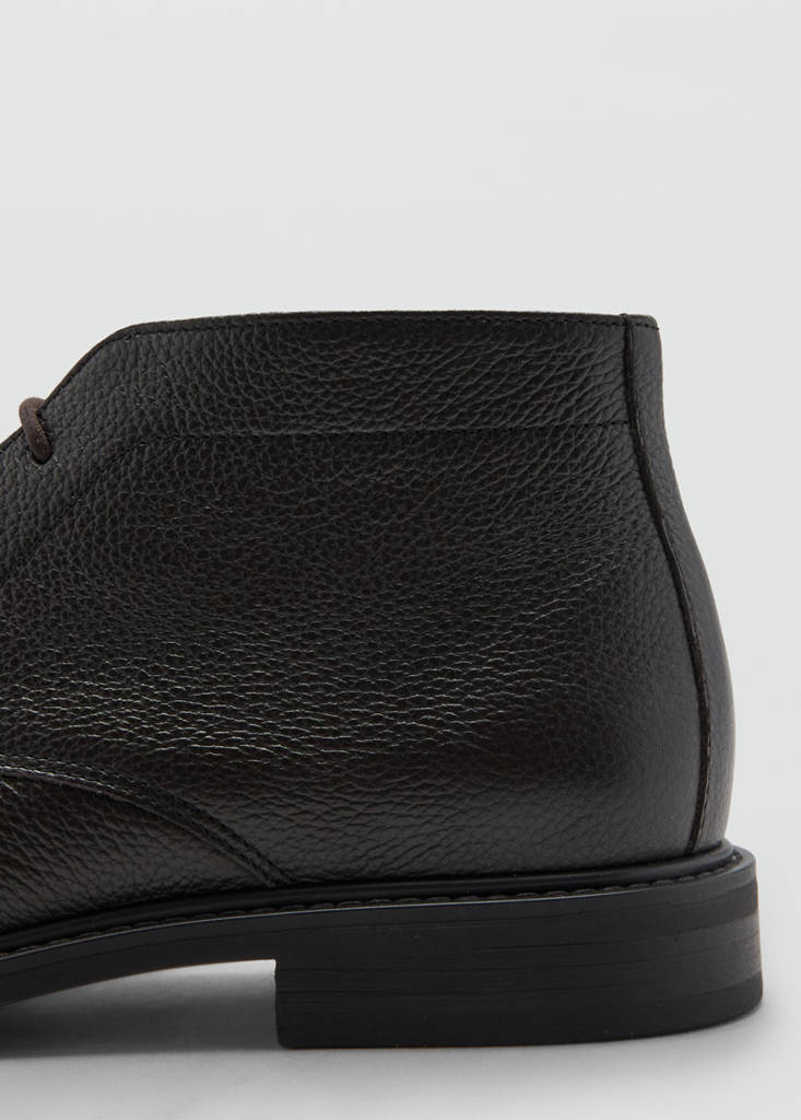 Lace-up leather ankle boots — Chocolate