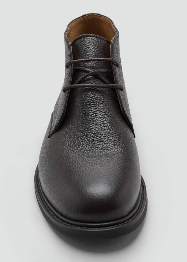 Lace-up leather ankle boots — Chocolate