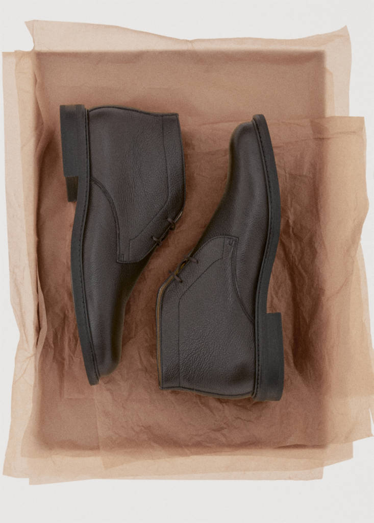 Lace-up leather ankle boots — Chocolate