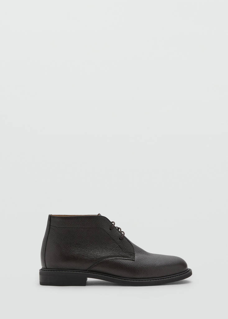 Lace-up leather ankle boots — Chocolate