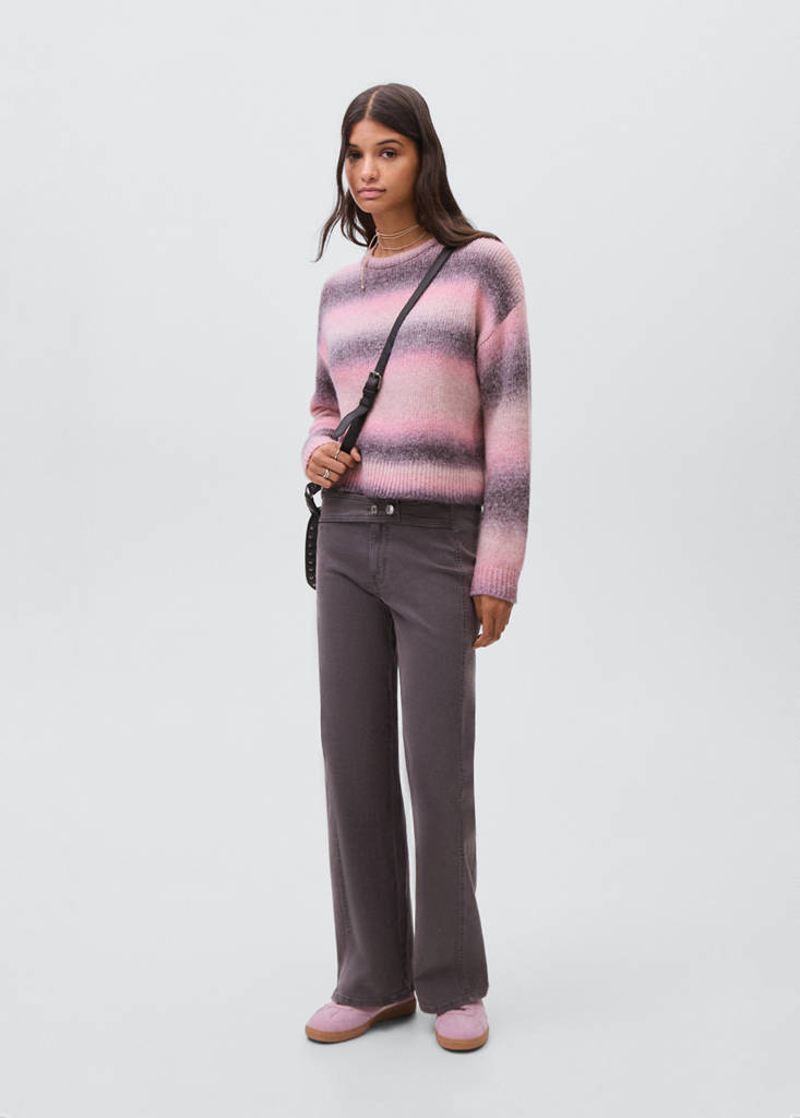 Multi-coloured knit sweater — Light Pink