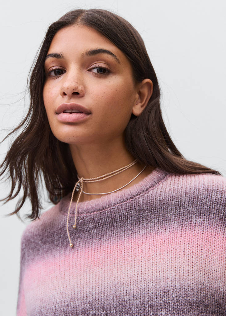 Multi-coloured knit sweater — Light Pink