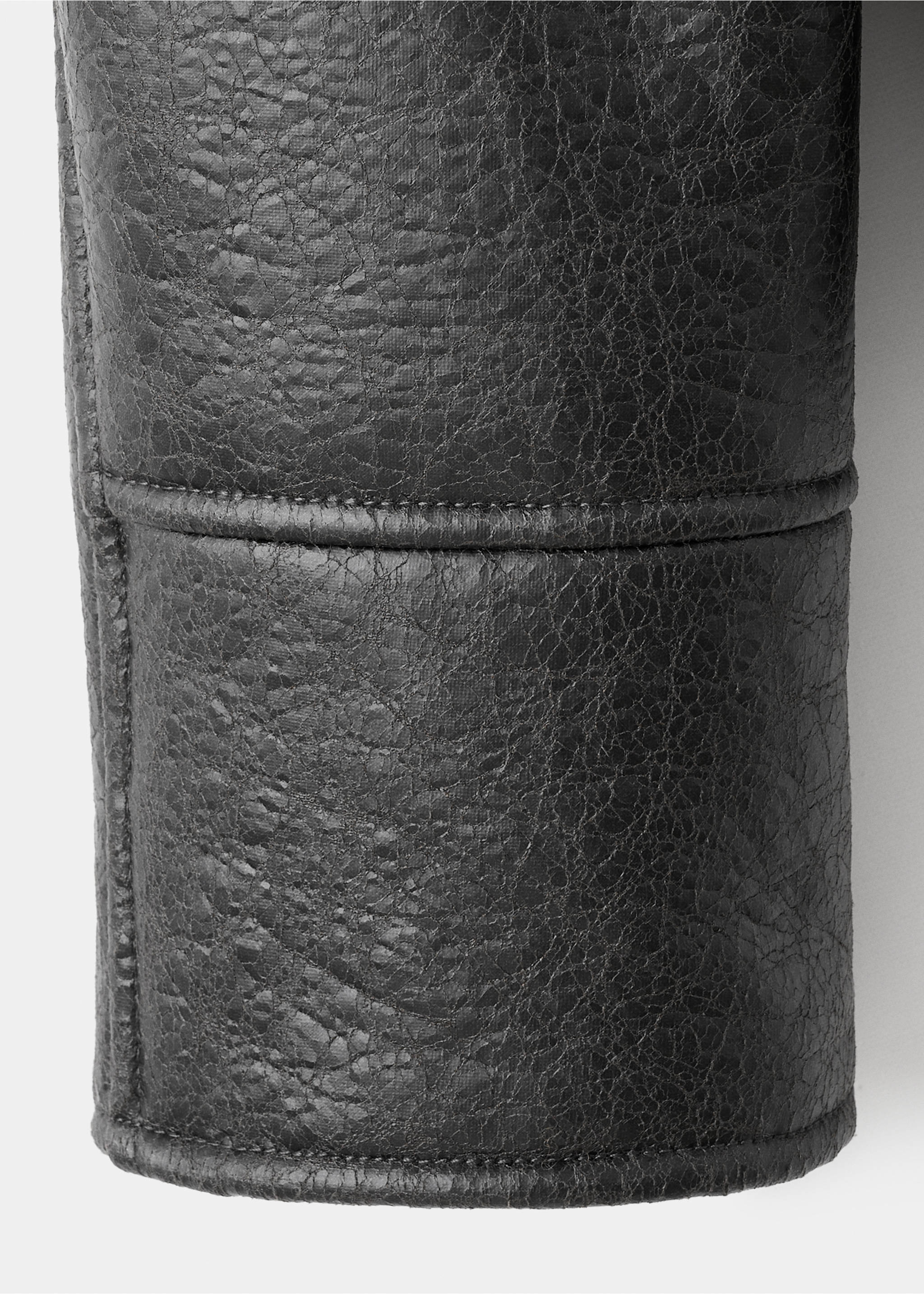 Faux-leather jacket with shearling collar - Details of the article 0, Black. Ref: 17078268-00.