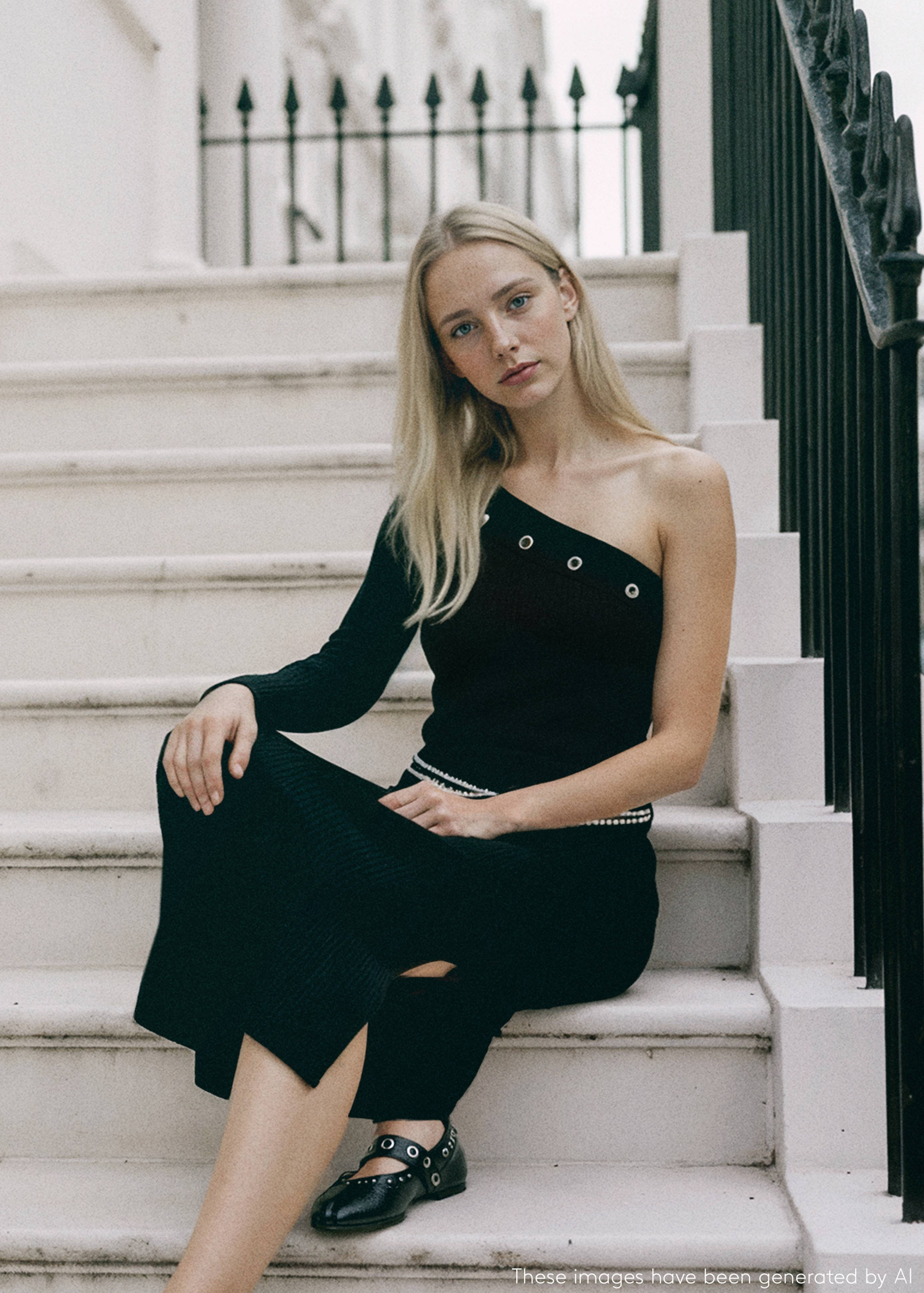 Robe asymétrique clous - Plan moyen
