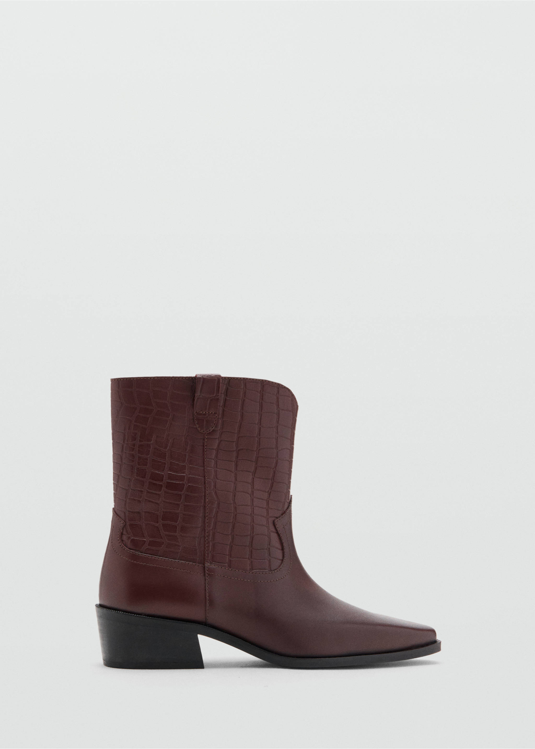 Кожаные ботинки на каблуке - Изделие без модели, Бургундия. Ref: 17078271-00.