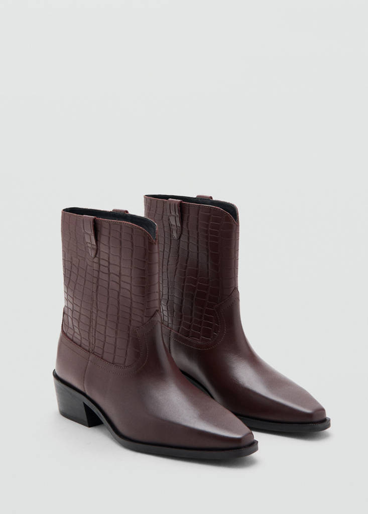 Leather heeled boots — Burgundy