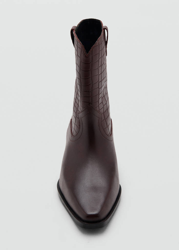 Leather heeled boots — Burgundy