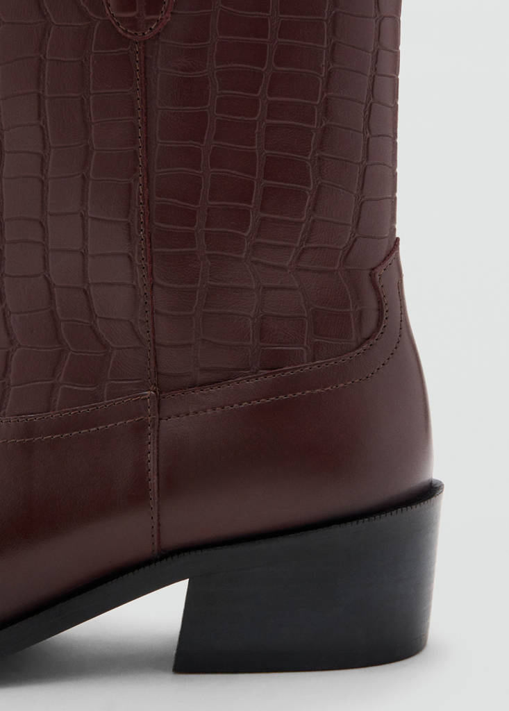 Leather heeled boots — Burgundy