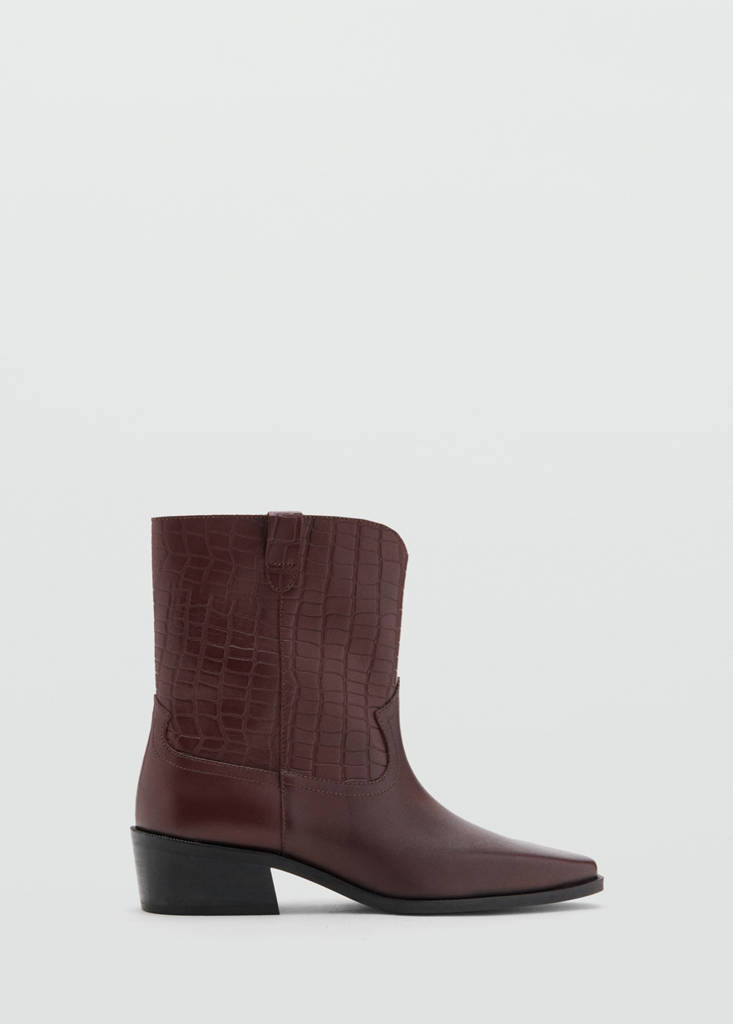 Leather heeled boots — Burgundy