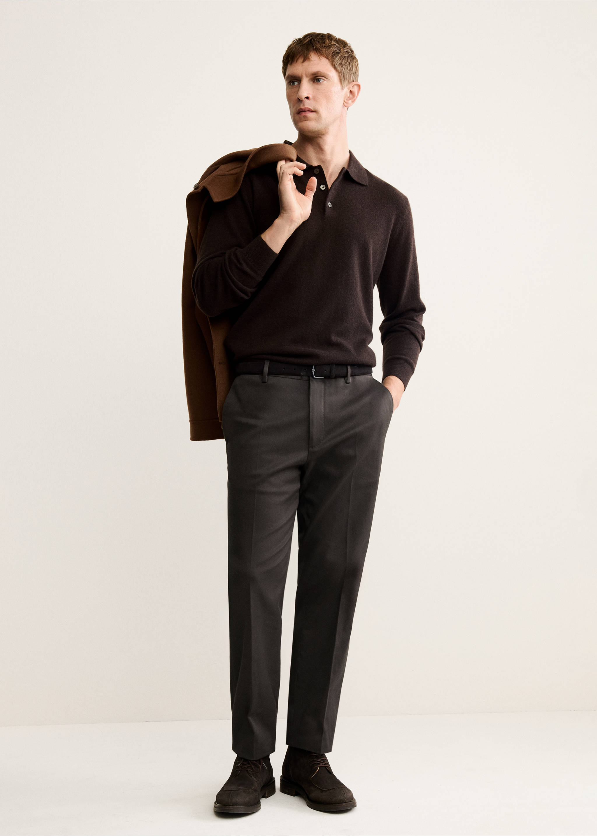 Jersey polo 100% cashmere - Plano general, Chocolate. Ref: 17078276-00.