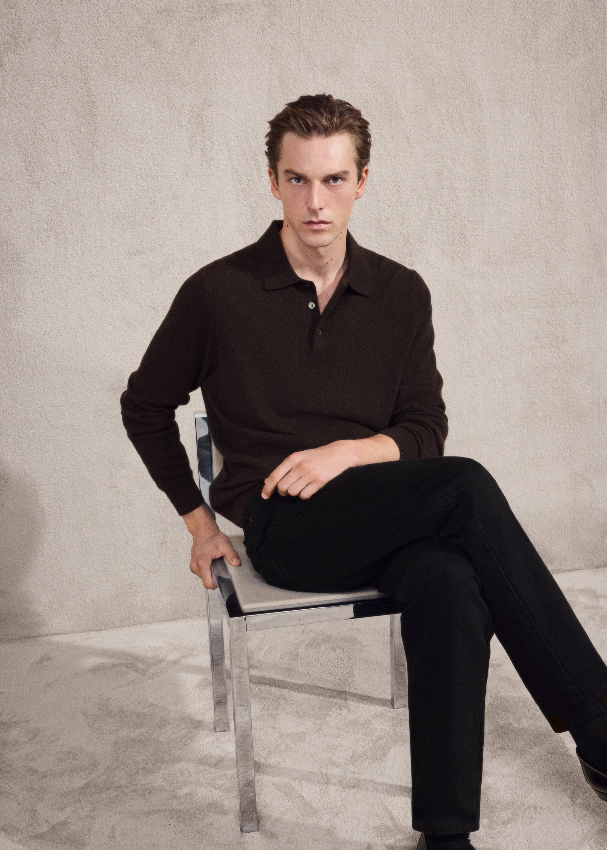 Jersey polo 100% cashmere - Detalle del artículo 9, Chocolate. Ref: 17078276-00.