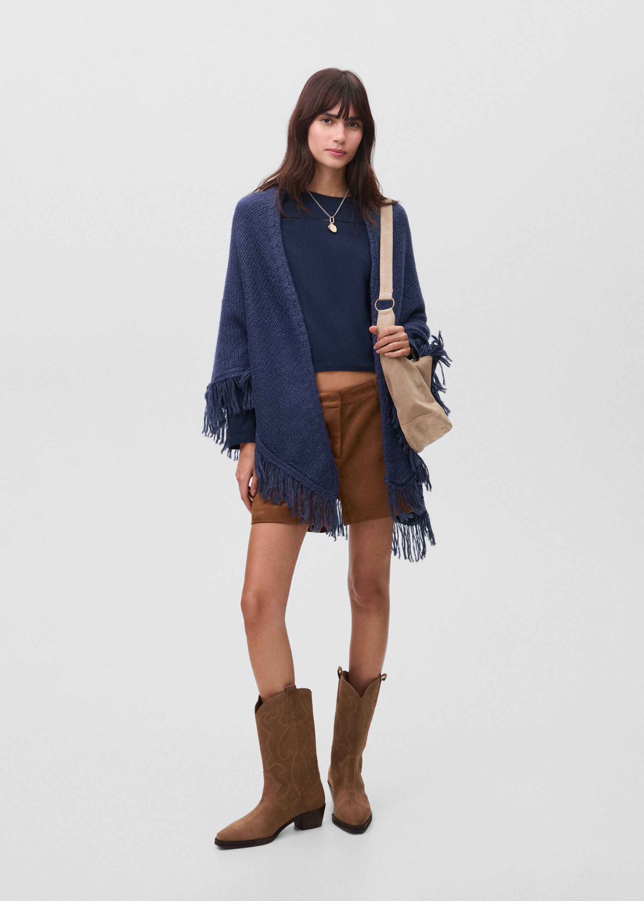 Poncho en maille à franges - Plan général