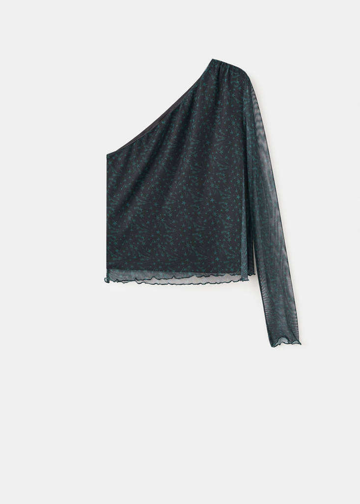 Stars print tulle T-shirt — Green