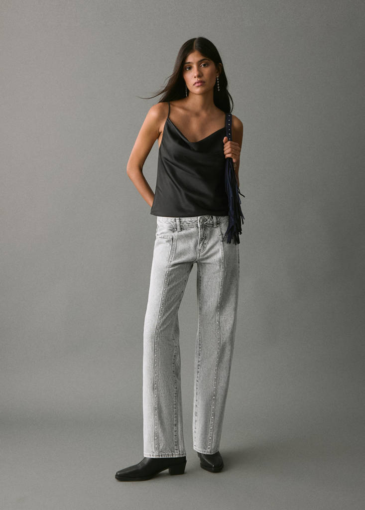 Straight-fit jeans with studs — Denim Grey