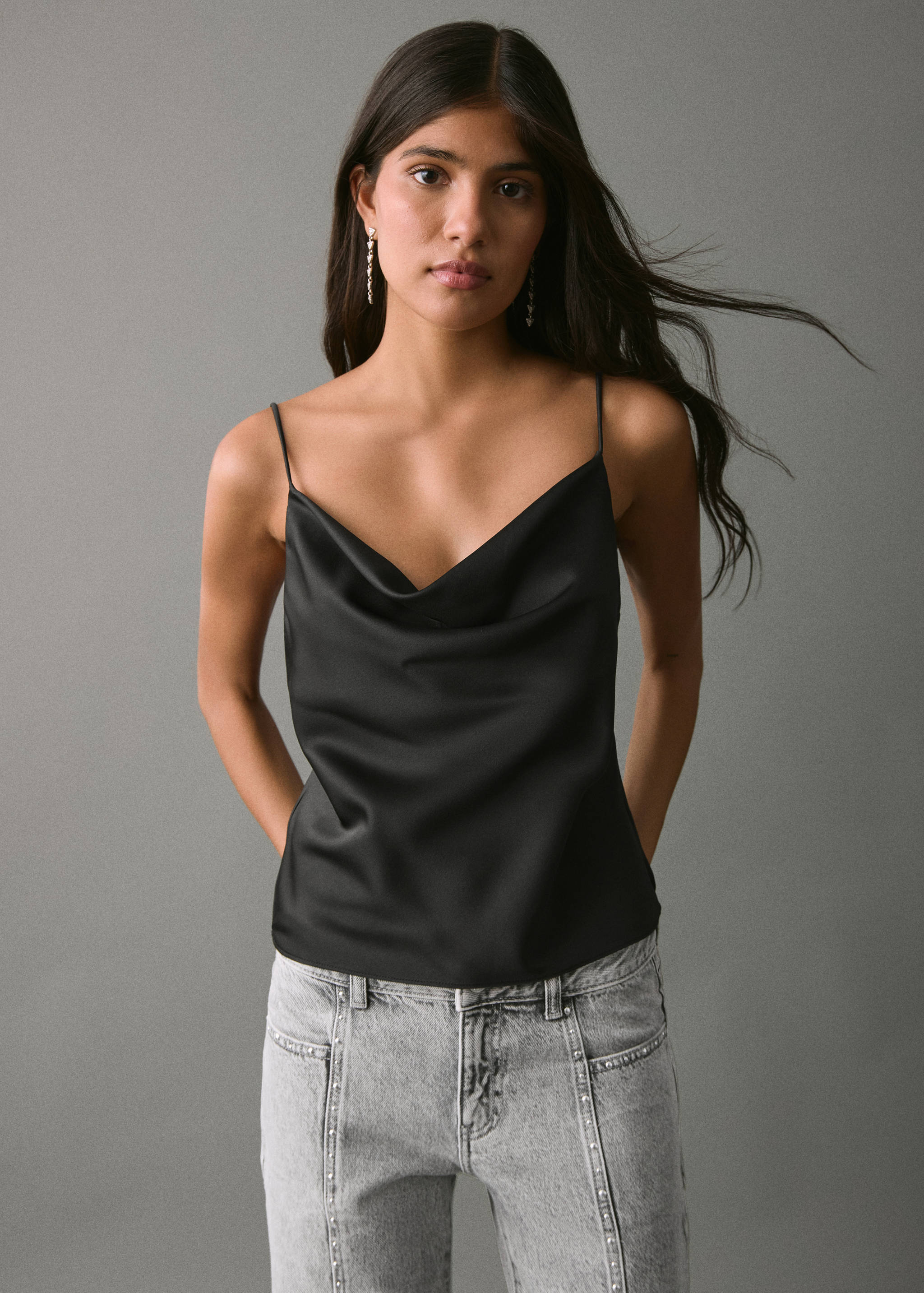 Straight-fit jeans met studs - Middenvlak