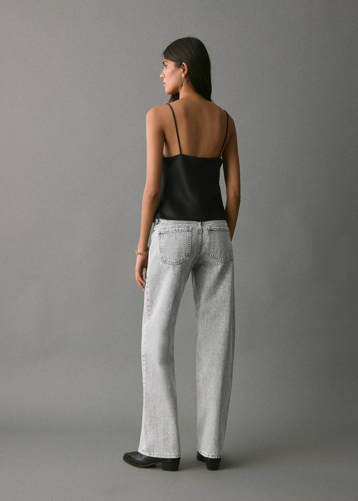 Straight-fit jeans with studs — Denim Grey