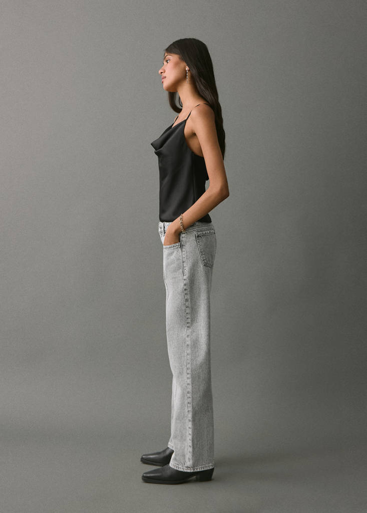 Straight-fit jeans with studs — Denim Grey