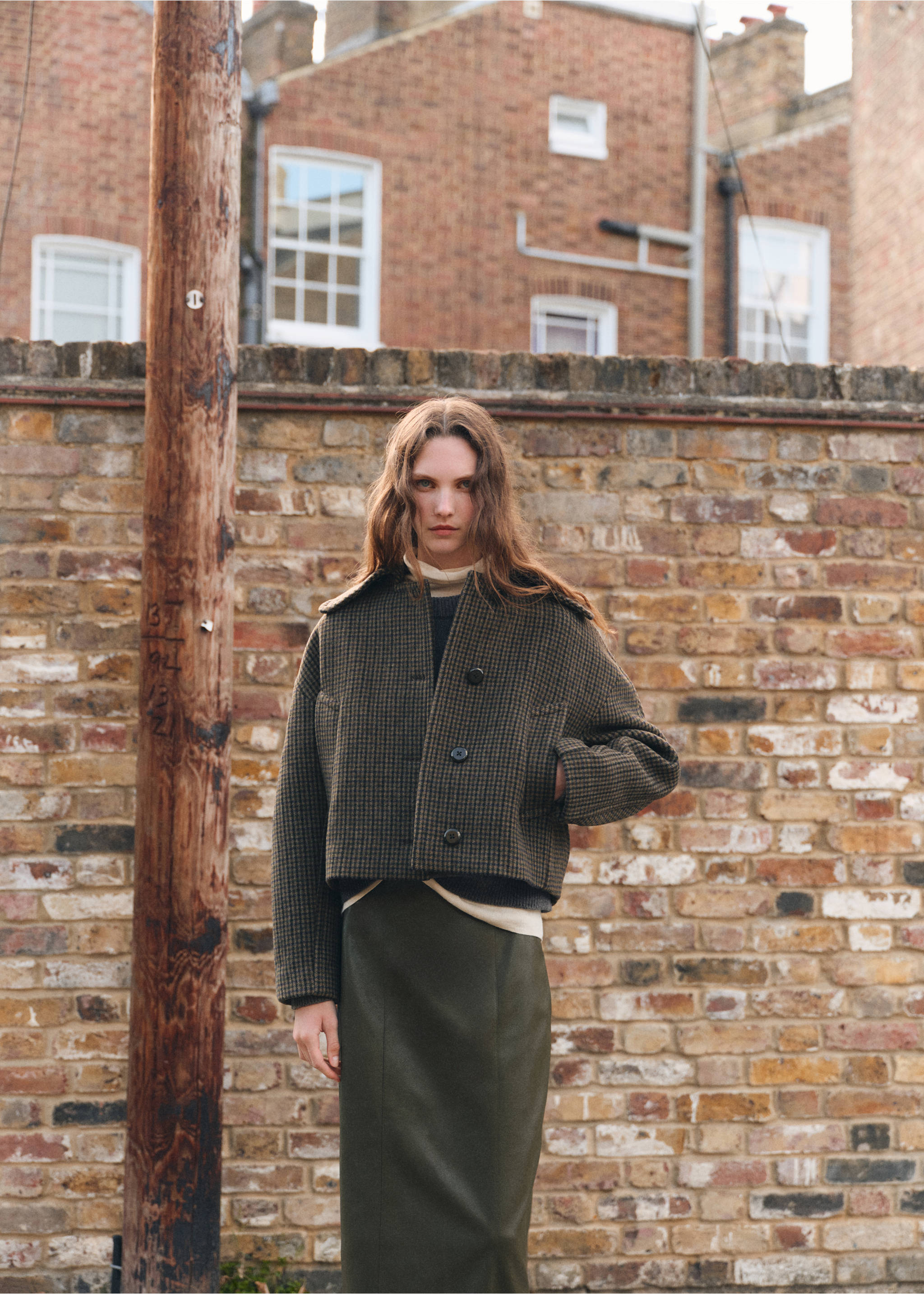 Houndstooth wool jacket - Medium plane, Brown. Ref: 17078283-00.