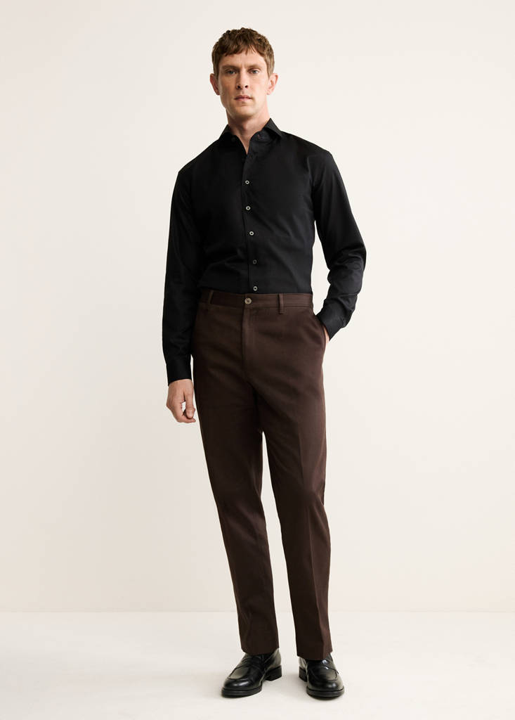 Regular-fit 100% cotton shirt — Black