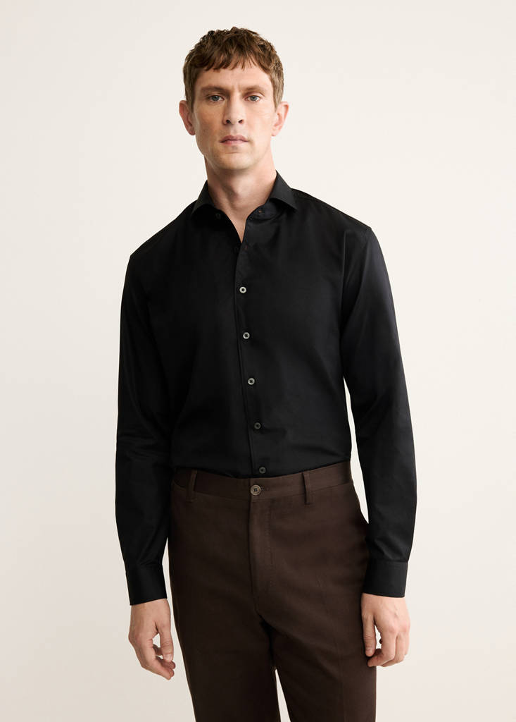 Regular-fit 100% cotton shirt — Black
