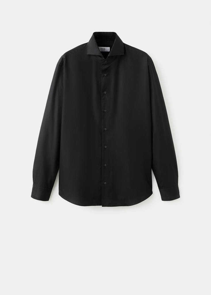 Regular-fit 100% cotton shirt — Black