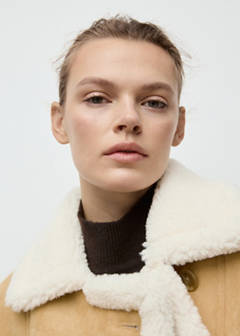 Suede-effect jacket with shearling collar — Medium Brown 4
