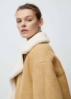 Suede-effect jacket with shearling collar — Medium Brown 5