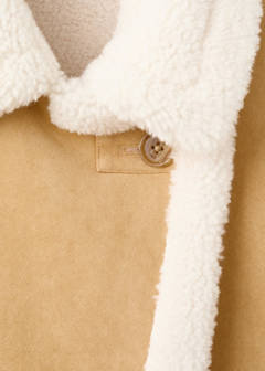 Suede-effect jacket with shearling collar — Medium Brown 7