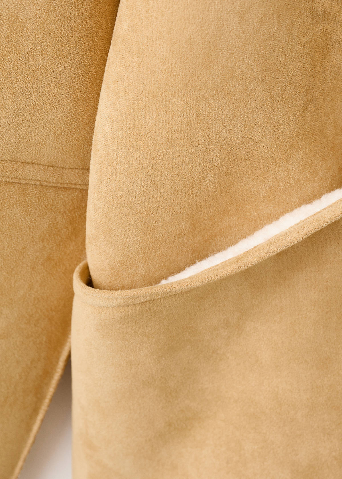 Suede-effect jacket with shearling collar — Medium Brown