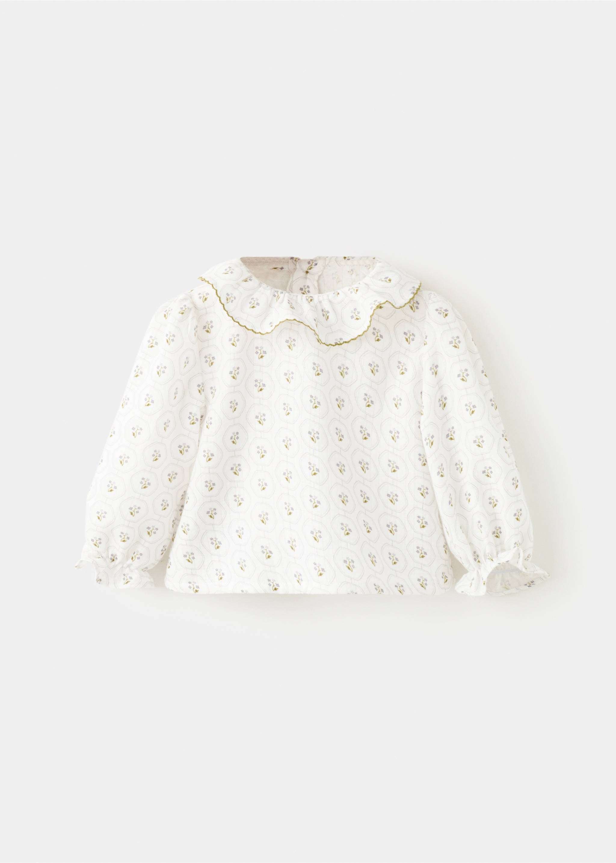 Printed cotton blouse - Article without model, Off White. Ref: 17078637-00.