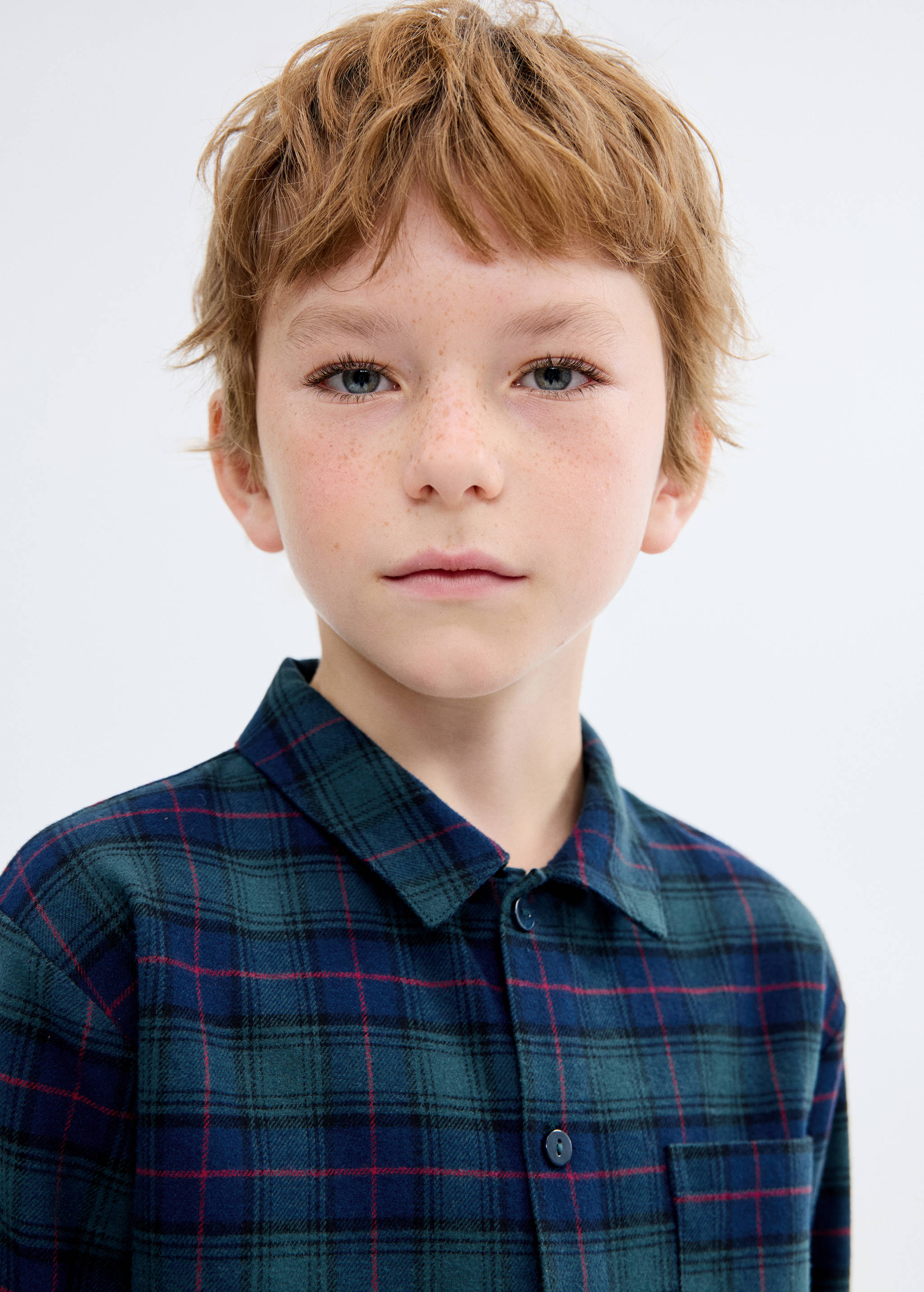 长款格子睡衣 - null